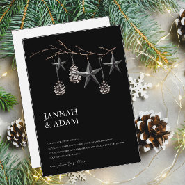 ゴシック様式の黒ピネコンがクリスマス結婚を飾る 招待状