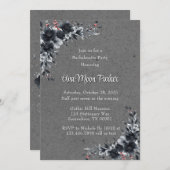 ゴシック様式の黒フローラバチェロレッテ 招待状 (正面/裏面)