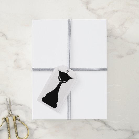 ゴシック様式の黒猫シルエットギフトラベル ギフトタグ (より糸付き)