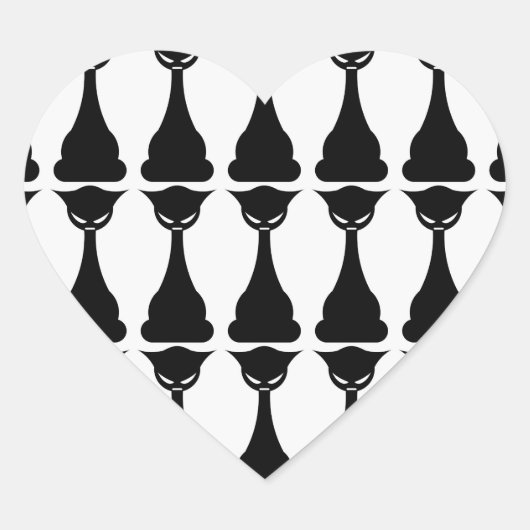 ゴシック様式の黒猫シルエットシール ハートシール (正面)