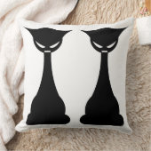 ゴシック様式の黒猫シルエット枕 クッション (ブランケット)