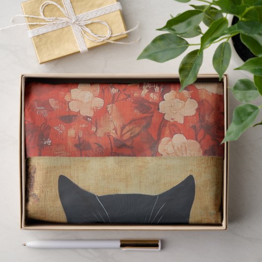 ゴシック様式の黒猫デコパージュ 薄葉紙 (ギフト)