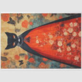 ゴシック様式の黒猫デコパージュ 薄葉紙 (正面)