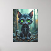 ゴシック様式の黒猫ハロウィーンの魅惑的な森の雰囲気 キャンバスプリント (正面)