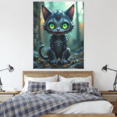 ゴシック様式の黒猫ハロウィーンの魅惑的な森の雰囲気 キャンバスプリント (インサイチュ (寝室))