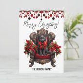 ゴシック様式の黒猫メリークリスマスブラック&レッド シーズンカード (スタンド正面)