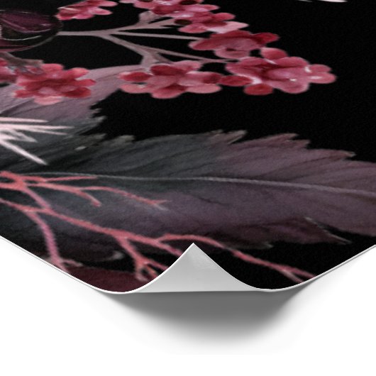 ゴシック様式の黒結婚フローラの歓迎サイン ポスター (角)