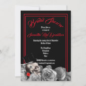 ゴシック様式の、石またはバイクもしくは自転車に乗る人の黒くおよび赤いブライダルシャワー 招待状 (正面)