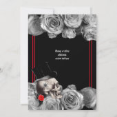 ゴシック様式の、石またはバイクもしくは自転車に乗る人の黒くおよび赤いブライダルシャワー 招待状 (裏面)