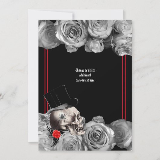 ゴシック様式の、石またはバイクもしくは自転車に乗る人の黒くおよび赤いブライダルシャワー 招待状 (裏面)