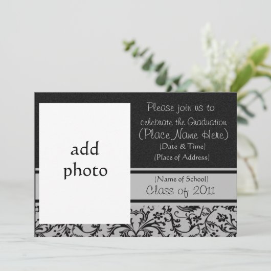 ゴシック様式ばら色の卒業のパーティの招待状 招待状 (スタンド正面)