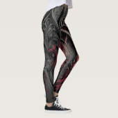 ゴシック様式エレガンスウィメンズレギンス – 黒と赤O レギンス (右)