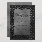 ゴシック様式エレガンス中世ブラックレースの手打ち 招待状 (正面/裏面)