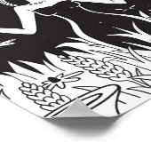 ゴシック様式オカルトウィッチ白黒スカル蝶 ポスター (角)