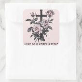 ゴシック様式オカルト墓地バラと十字架 スクエアシール (バッグ)