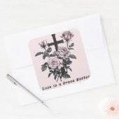 ゴシック様式オカルト墓地バラと十字架 スクエアシール (封筒)