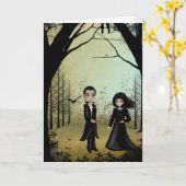 ゴシック様式カップルの挨拶状 カード (黄色い花)