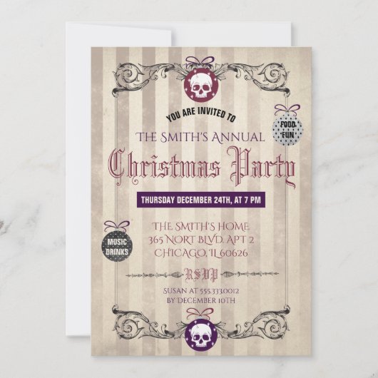 ゴシック様式クリスマスのパーティの招待状 招待状 (正面)