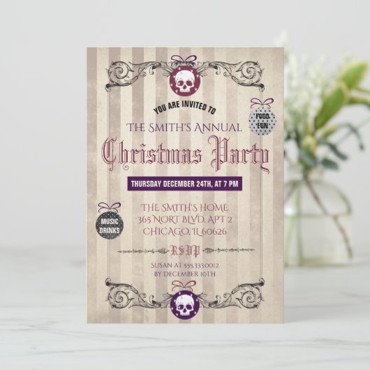 ゴシック様式クリスマスのパーティの招待状 招待状 (スタンド正面)