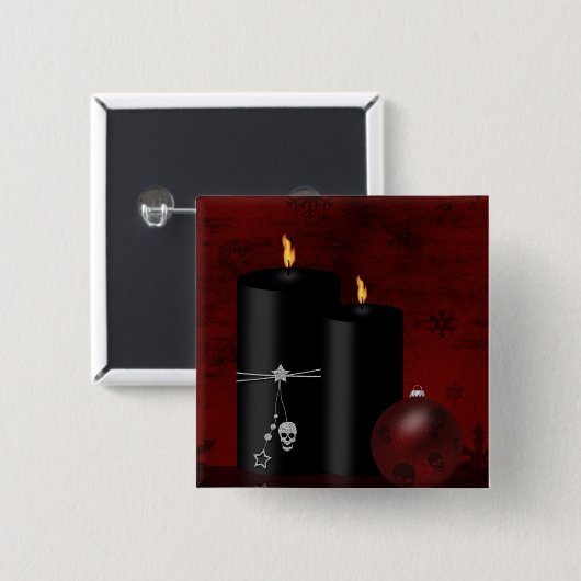 ゴシック様式クリスマスの蝋燭のオーナメント 缶バッジ (正面&裏面)