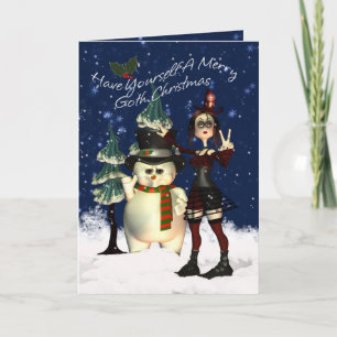 ゴシック様式クリスマスカード、H.I.P。 そして雪だるま シーズンカード