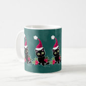 ゴシック様式クリスマス猫の緑 コーヒーマグカップ (正面左)