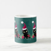 ゴシック様式クリスマス猫の緑 コーヒーマグカップ (中央)