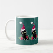 ゴシック様式クリスマス猫の緑 コーヒーマグカップ (左)