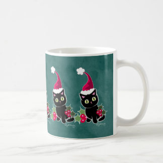 ゴシック様式クリスマス猫の緑 コーヒーマグカップ