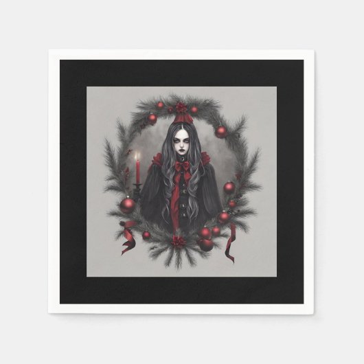 ゴシック様式クリスマス スタンダードカクテルナプキン (正面)