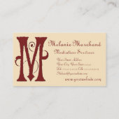 ゴシック様式グランジで赤い金ゴールドのイニシャルMのモノグラム 名刺 (裏面)