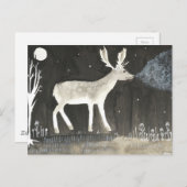 ゴシック様式シカ、夜インク絵画の雄鹿 ポストカード (正面/裏面)