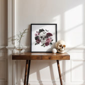 ゴシック様式シックな水彩フローラ人間の骨格スカル ポスター