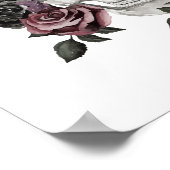 ゴシック様式シックな水彩フローラ人間の骨格スカル ポスター (角)