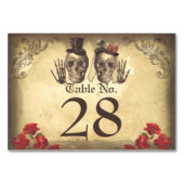 ゴシック様式スカルのカップルの致命的で美しいテーブルカード テーブルナンバー (正面)