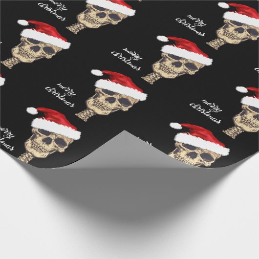 ゴシック様式スカルのメリークリスマスのギフト用包装紙 ラッピングペーパー (角)