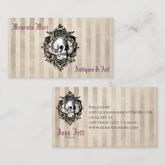 ゴシック様式スカルはとの縞で飾ります 名刺 (正面/裏面)