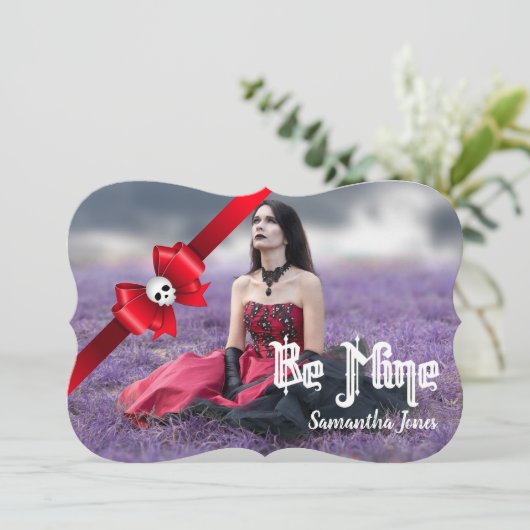 ゴシック様式スカル愛バレンタインデーの写真カード シーズンカード (スタンド正面)