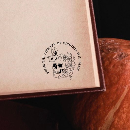 ゴシック様式スカル花図書室より ラバースタンプ