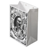 ゴシック様式スケルトンラインスケッチカスタム年ハロウィーン ミディアムペーパーバッグ (正面アングル)