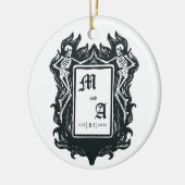 ゴシック様式スケルトンラブイニシャルクリスマス セラミックオーナメント (左)
