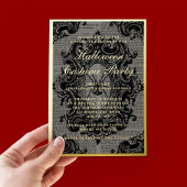 ゴシック様式スパイダーハロウィーンの衣装パーティー金ゴールド 箔招待状