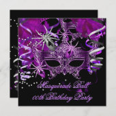 ゴシック様式スパイダーマスカレードマスクパープルブラック 招待状 (正面/裏面)