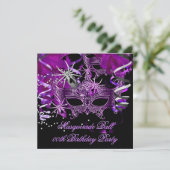 ゴシック様式スパイダーマスカレードマスクパープルブラック 招待状 (スタンド正面)