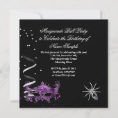 ゴシック様式スパイダーマスカレードマスクパープルブラック 招待状 (裏面)