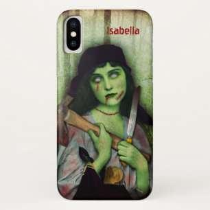 ゴシック様式ゾンビの女の子のハロウィンの恐怖名前 iPhone X ケース