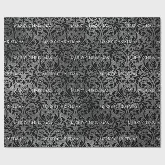 ゴシック様式ダマスク織のクリスマス ラッピングペーパー (フラット)