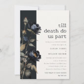 ゴシック様式ダークウォーター色ブラックバラカップルのシャワー 招待状 (正面)