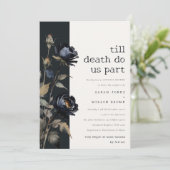 ゴシック様式ダークウォーター色ブラックバラカップルのシャワー 招待状 (スタンド正面)