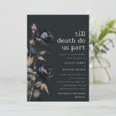 ゴシック様式ダークウォーター色ブラックバラカップルのシャワー 招待状 (スタンド正面)